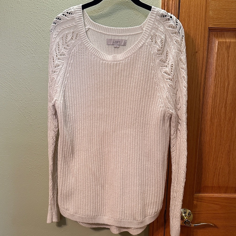 LOFT Women's Cream Knit Sweater